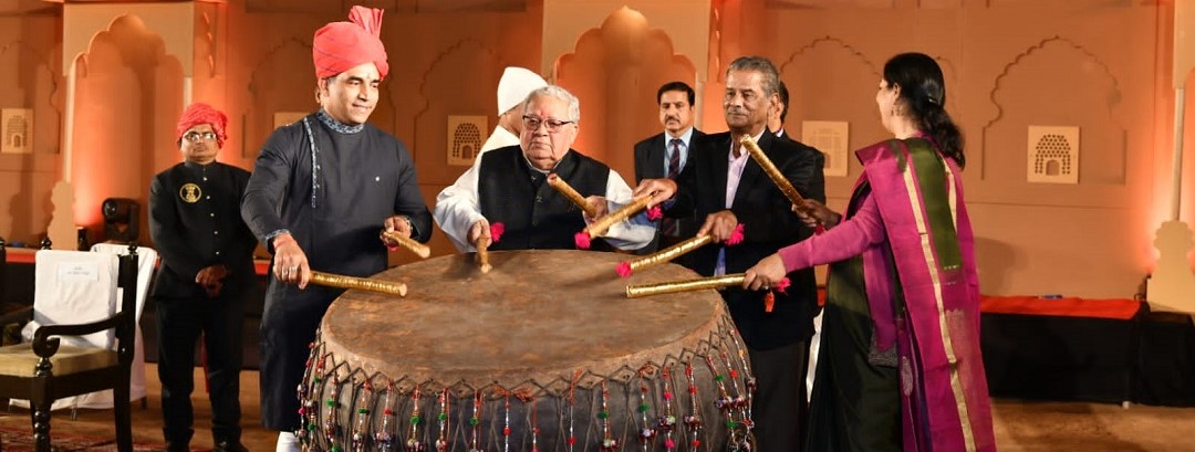 Hon'ble Governor inaugurated Shilpgram Utsav by playing traditional drums and lighting lamps