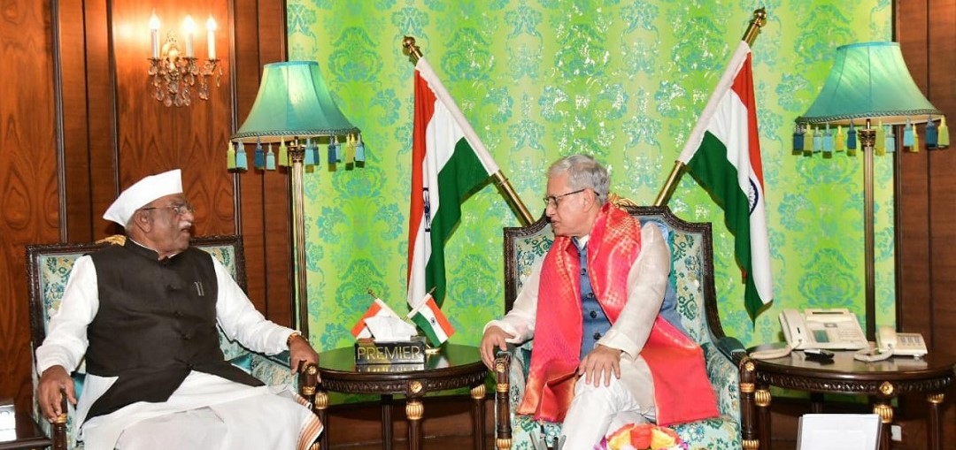 Hon'ble Governor meets Hon'ble Governor of Telangana at Raj Bhawan Hyderabad.